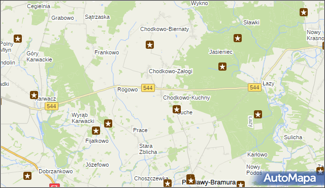 mapa Chodkowo-Kuchny, Chodkowo-Kuchny na mapie Targeo