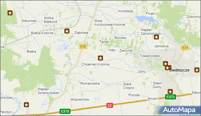 mapa Chojeniec, Chojeniec na mapie Targeo