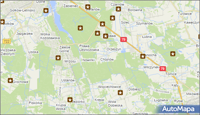 mapa Chojnów gmina Piaseczno, Chojnów gmina Piaseczno na mapie Targeo