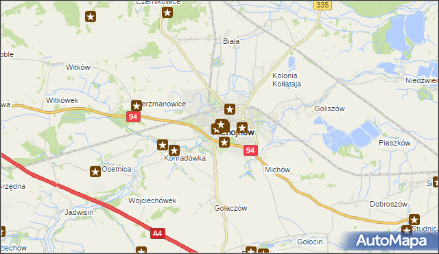 mapa Chojnów powiat legnicki, Chojnów powiat legnicki na mapie Targeo