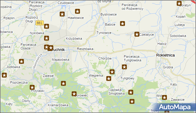 mapa Chorzów gmina Roźwienica, Chorzów gmina Roźwienica na mapie Targeo