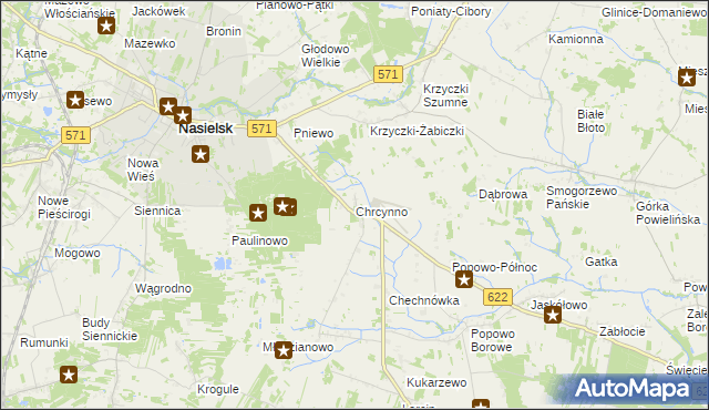 mapa Chrcynno, Chrcynno na mapie Targeo