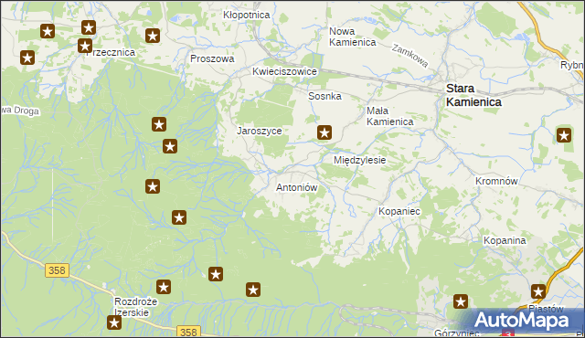 mapa Chromiec gmina Stara Kamienica, Chromiec gmina Stara Kamienica na mapie Targeo