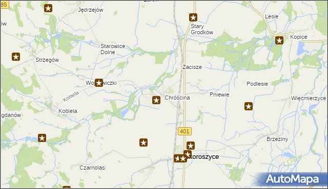 mapa Chróścina gmina Skoroszyce, Chróścina gmina Skoroszyce na mapie Targeo