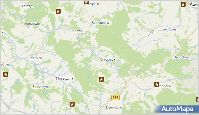 mapa Chrośnica gmina Jeżów Sudecki, Chrośnica gmina Jeżów Sudecki na mapie Targeo