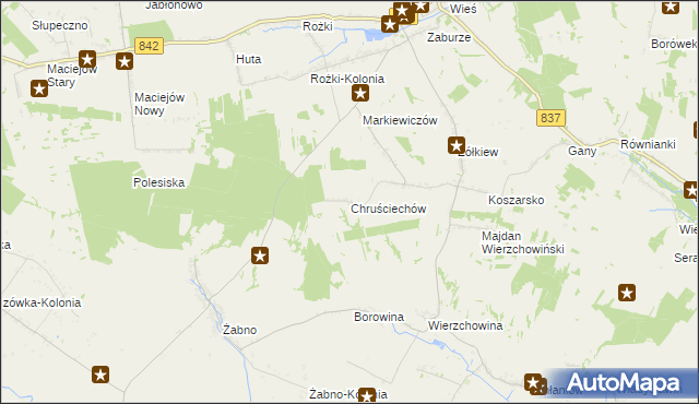 mapa Chruściechów gmina Żółkiewka, Chruściechów gmina Żółkiewka na mapie Targeo