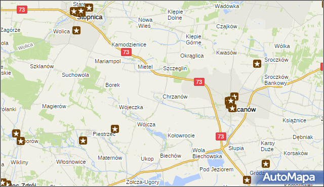 mapa Chrzanów gmina Pacanów, Chrzanów gmina Pacanów na mapie Targeo