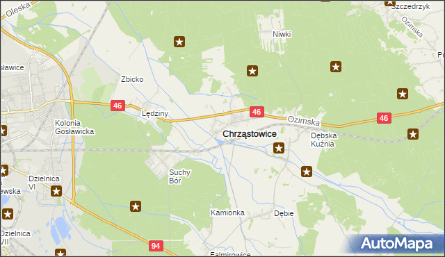 mapa Chrząstowice powiat opolski, Chrząstowice powiat opolski na mapie Targeo