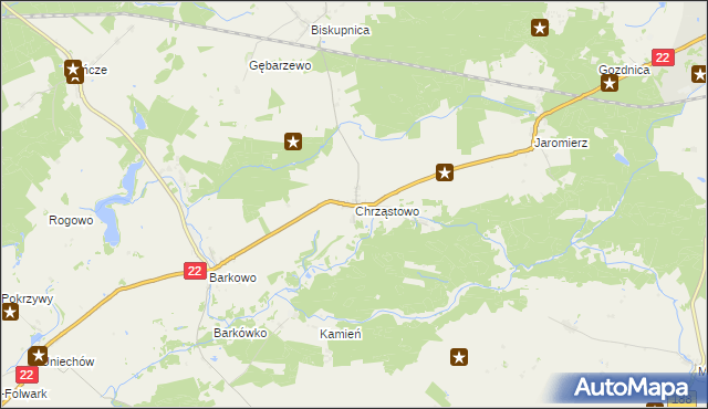 mapa Chrząstowo gmina Człuchów, Chrząstowo gmina Człuchów na mapie Targeo