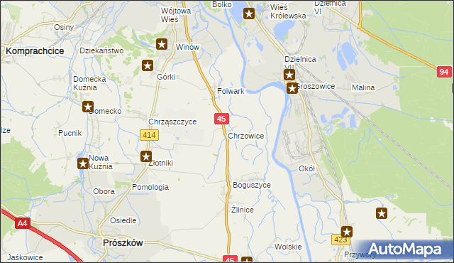 mapa Chrzowice, Chrzowice na mapie Targeo