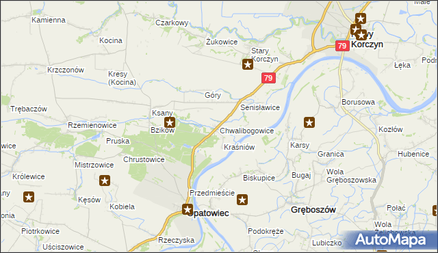 mapa Chwalibogowice, Chwalibogowice na mapie Targeo