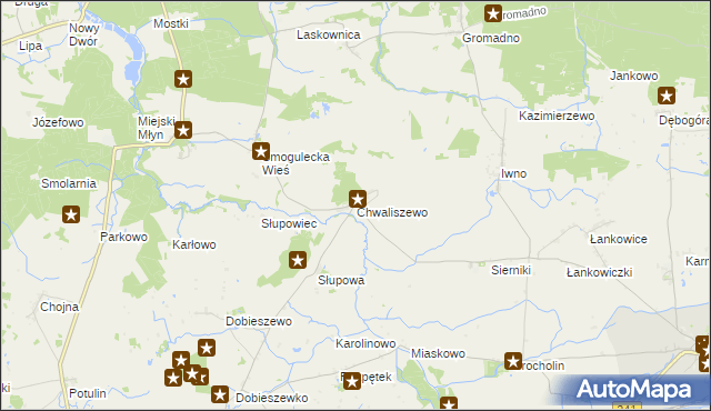 mapa Chwaliszewo gmina Kcynia, Chwaliszewo gmina Kcynia na mapie Targeo