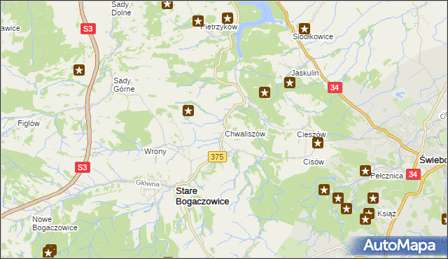 mapa Chwaliszów, Chwaliszów na mapie Targeo