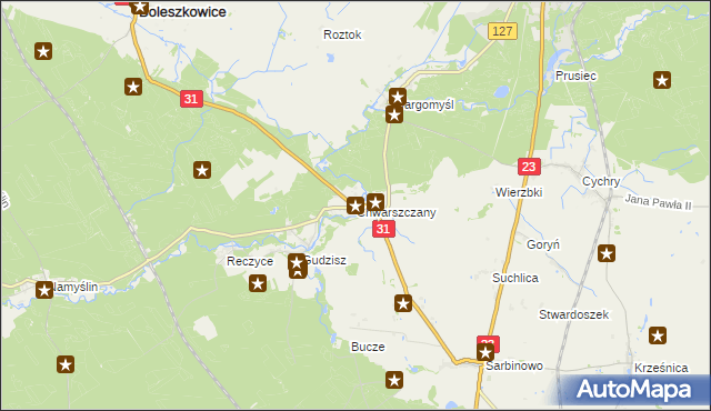 mapa Chwarszczany, Chwarszczany na mapie Targeo