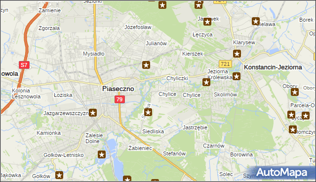 mapa Chylice gmina Piaseczno, Chylice gmina Piaseczno na mapie Targeo