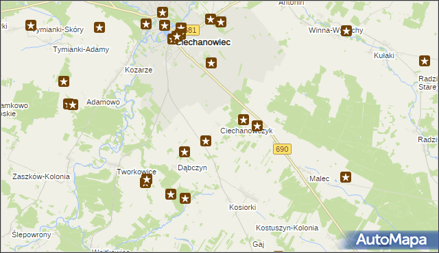 mapa Ciechanowczyk, Ciechanowczyk na mapie Targeo