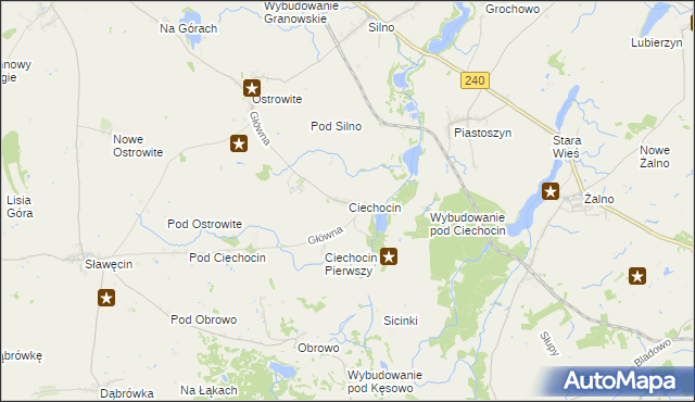 mapa Ciechocin gmina Chojnice, Ciechocin gmina Chojnice na mapie Targeo