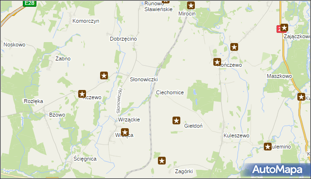 mapa Ciechomice gmina Kobylnica, Ciechomice gmina Kobylnica na mapie Targeo