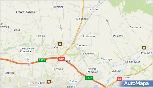 mapa Ciecierzyn gmina Niemce, Ciecierzyn gmina Niemce na mapie Targeo