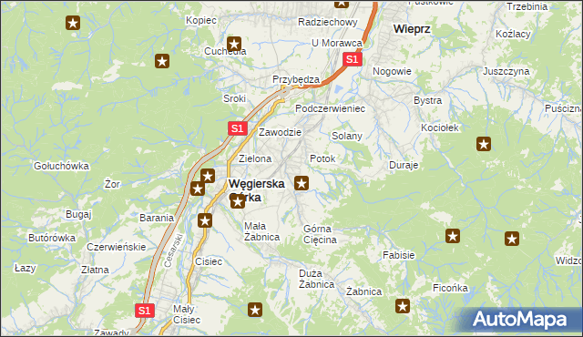 mapa Cięcina, Cięcina na mapie Targeo