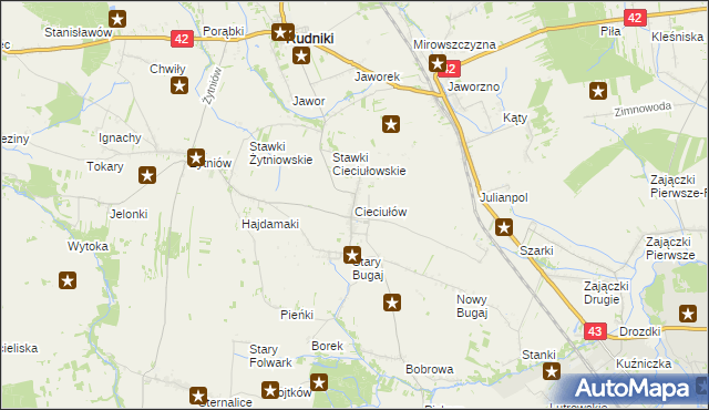 mapa Cieciułów, Cieciułów na mapie Targeo