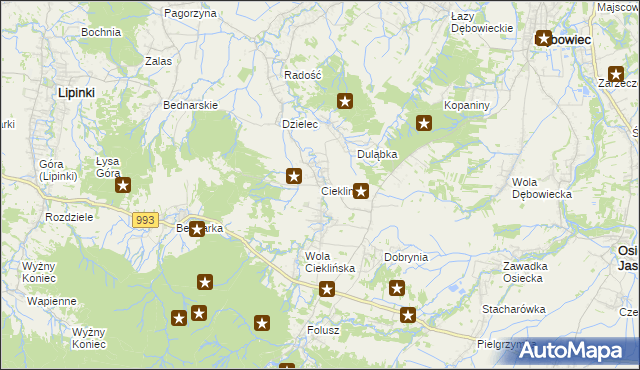 mapa Cieklin, Cieklin na mapie Targeo