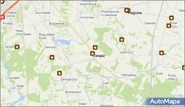 mapa Cielądz, Cielądz na mapie Targeo