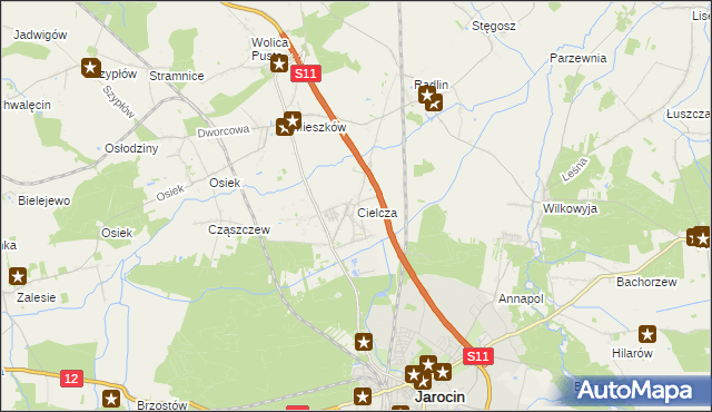 mapa Cielcza, Cielcza na mapie Targeo