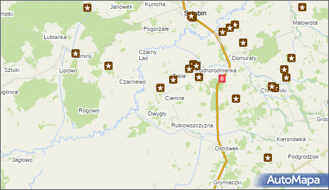 mapa Ciemne gmina Suchowola, Ciemne gmina Suchowola na mapie Targeo