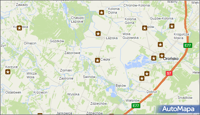 mapa Ciepła, Ciepła na mapie Targeo