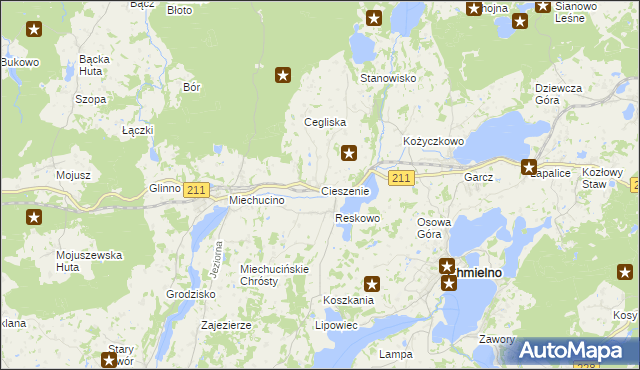 mapa Cieszenie, Cieszenie na mapie Targeo