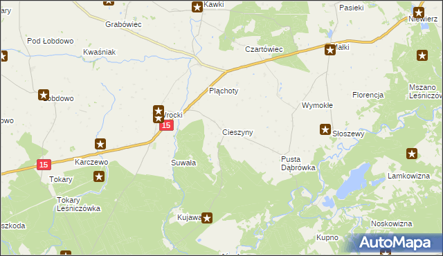 mapa Cieszyny gmina Golub-Dobrzyń, Cieszyny gmina Golub-Dobrzyń na mapie Targeo