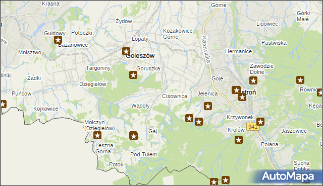 mapa Cisownica, Cisownica na mapie Targeo