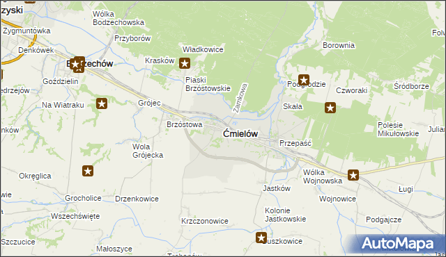 mapa Ćmielów, Ćmielów na mapie Targeo