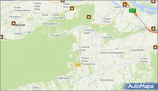 mapa Cybulice Duże, Cybulice Duże na mapie Targeo