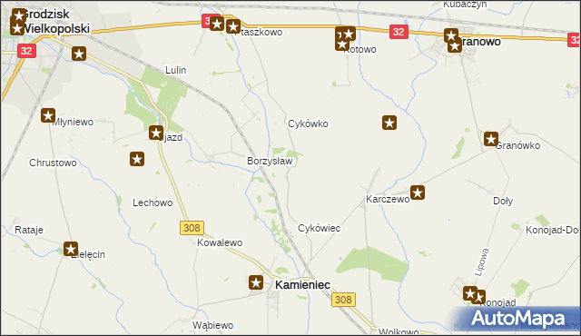 mapa Cykowo, Cykowo na mapie Targeo