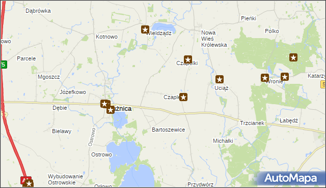 mapa Czaple gmina Płużnica, Czaple gmina Płużnica na mapie Targeo