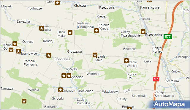 mapa Czaple Małe, Czaple Małe na mapie Targeo