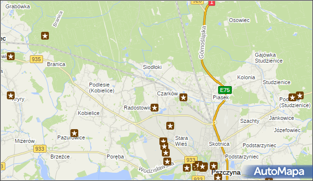 mapa Czarków gmina Pszczyna, Czarków gmina Pszczyna na mapie Targeo