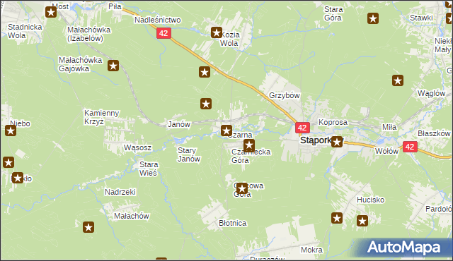 mapa Czarna gmina Stąporków, Czarna gmina Stąporków na mapie Targeo