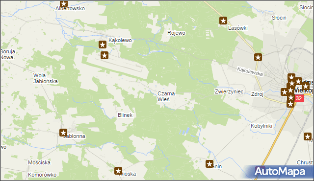 mapa Czarna Wieś gmina Grodzisk Wielkopolski, Czarna Wieś gmina Grodzisk Wielkopolski na mapie Targeo