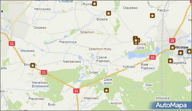 mapa Czarne Piątkowo, Czarne Piątkowo na mapie Targeo