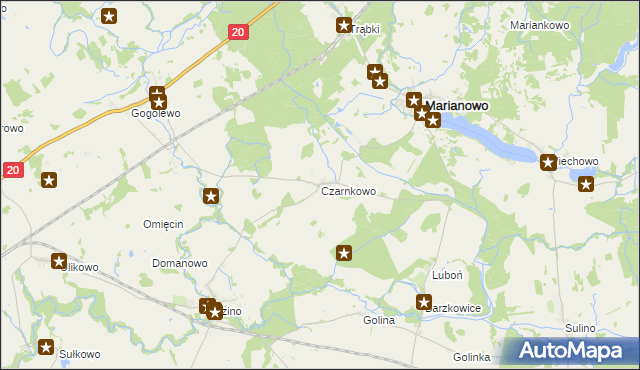 mapa Czarnkowo gmina Marianowo, Czarnkowo gmina Marianowo na mapie Targeo