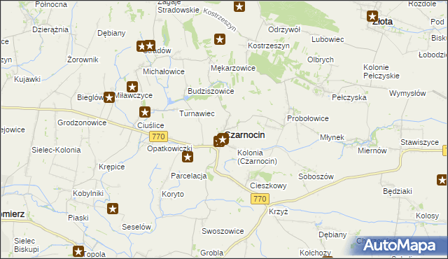 mapa Czarnocin powiat kazimierski, Czarnocin powiat kazimierski na mapie Targeo