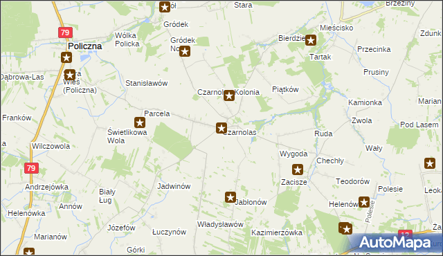 mapa Czarnolas gmina Policzna, Czarnolas gmina Policzna na mapie Targeo