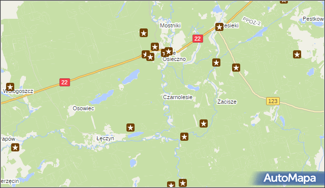 mapa Czarnolesie gmina Dobiegniew, Czarnolesie gmina Dobiegniew na mapie Targeo