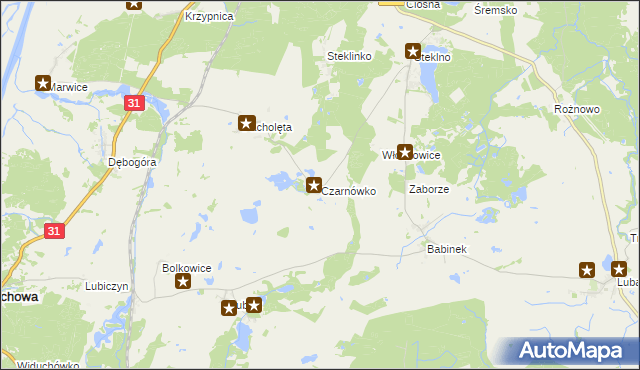 mapa Czarnówko gmina Widuchowa, Czarnówko gmina Widuchowa na mapie Targeo