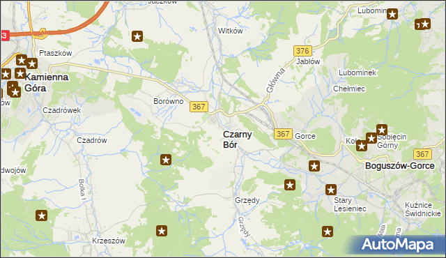 mapa Czarny Bór, Czarny Bór na mapie Targeo