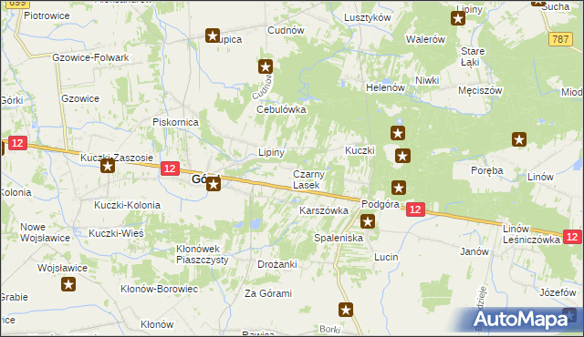 mapa Czarny Lasek gmina Gózd, Czarny Lasek gmina Gózd na mapie Targeo