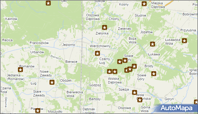 mapa Czarny Ług, Czarny Ług na mapie Targeo